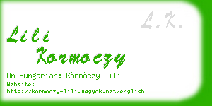 lili kormoczy business card